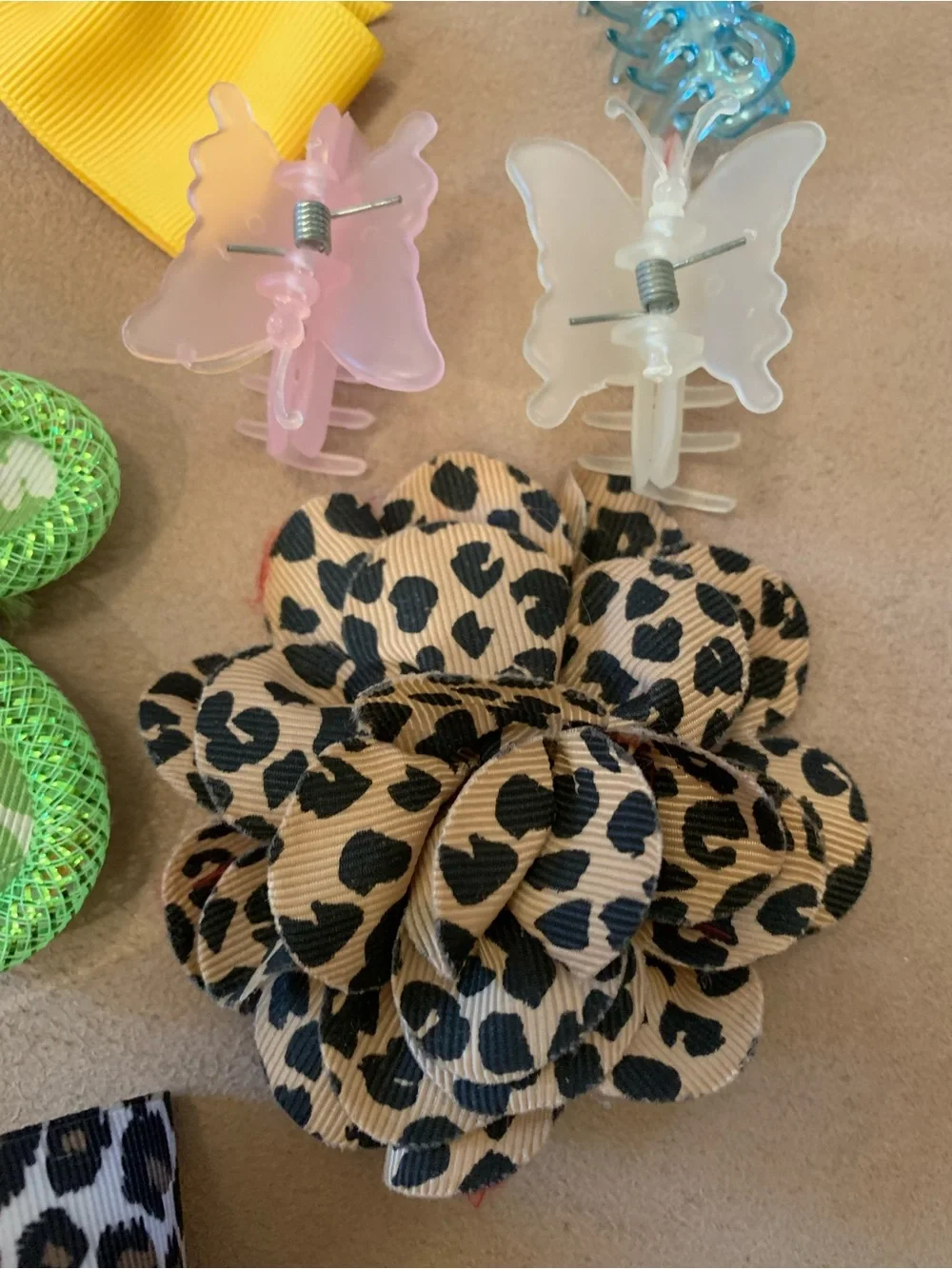 Assorted Kids Hair Bow Set - Yellow, Blue, Leopard, Pink & More